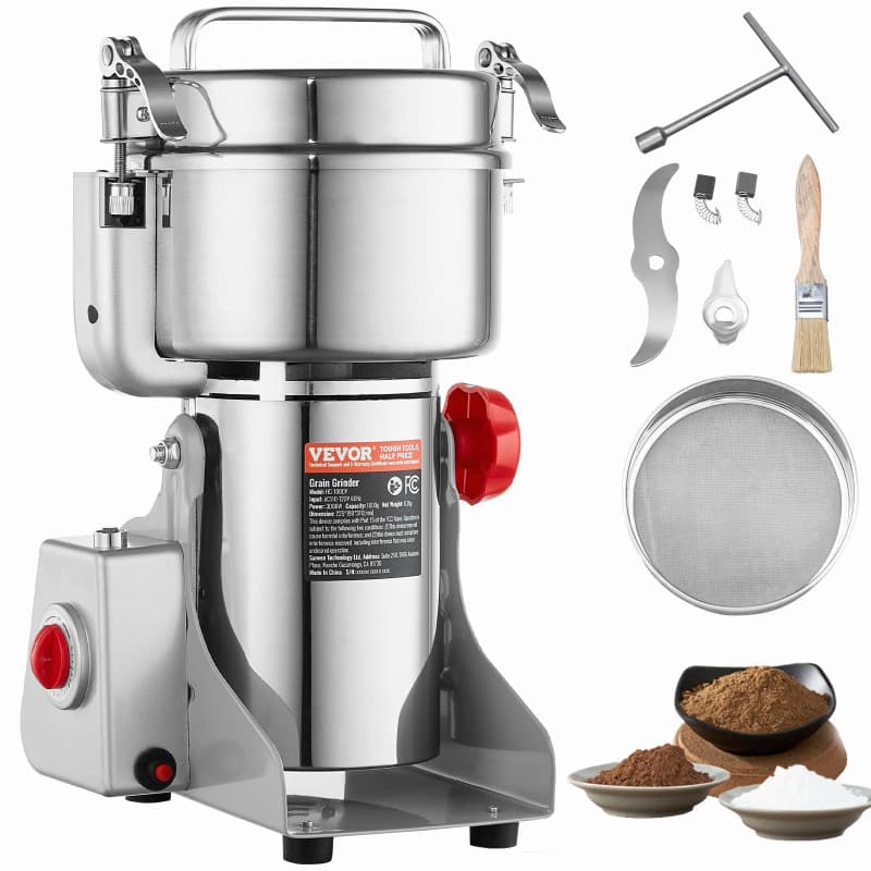 Moulin à Épices Électrique VEVOR 1000 g - Broyeur à Grains Haute Vitesse en Acier Inoxydable