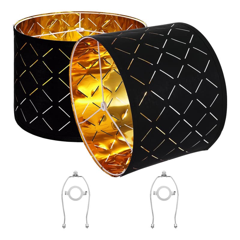 Abat-jour Tambour VEVOR - 2 pièces, Design Creux en Diamant Noir, 33x33x25 cm