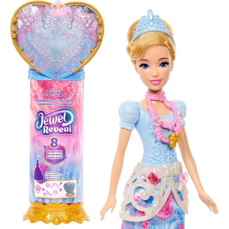 Poupée Cendrillon Jewel Reveal avec Accessoires et Boîte à Bijoux