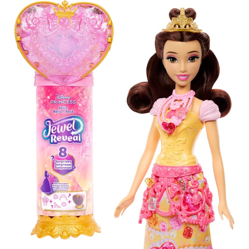 Poupée Belle Disney Jewel Reveal avec 8 Surprises et Accessoires