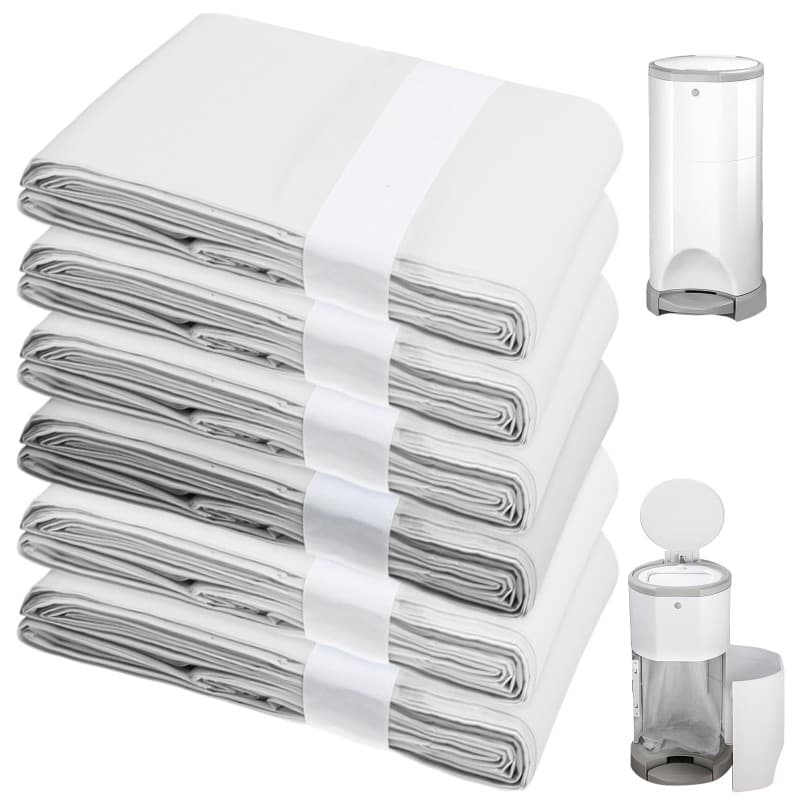 Lot de 6 Recharges Anti-Odeur pour Poubelle à Couches - 16L, Blanc