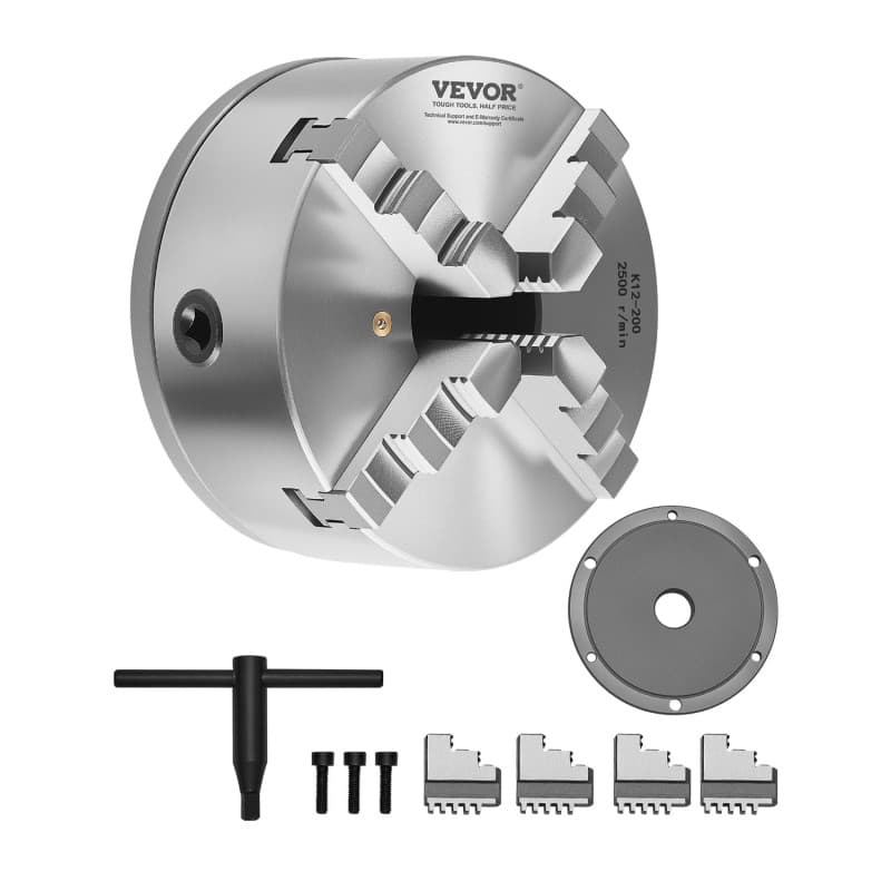 Mandrin de Tour VEVOR 4 Mâchoires 200 mm en Fonte HT300
