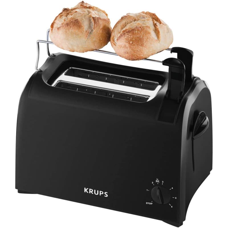 Grille-pain Krups ProAroma 700W - Noir avec support à petits pains