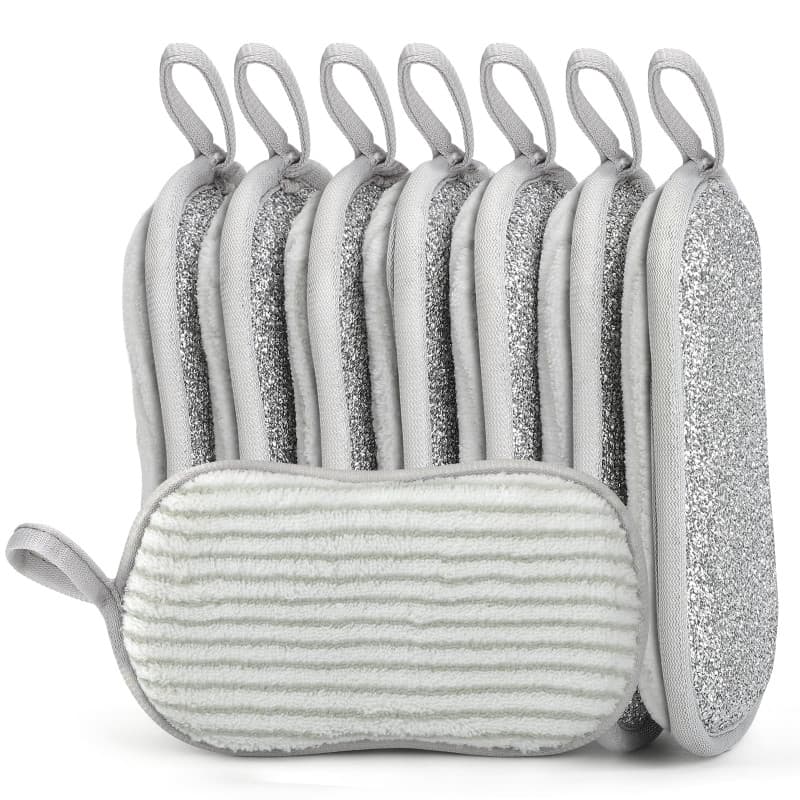 Euqvunn Lot de 8 Éponges de Vaisselle Anti-Rayures et Lavables - Nettoyage Efficace pour Cuisine et Salle de Bain