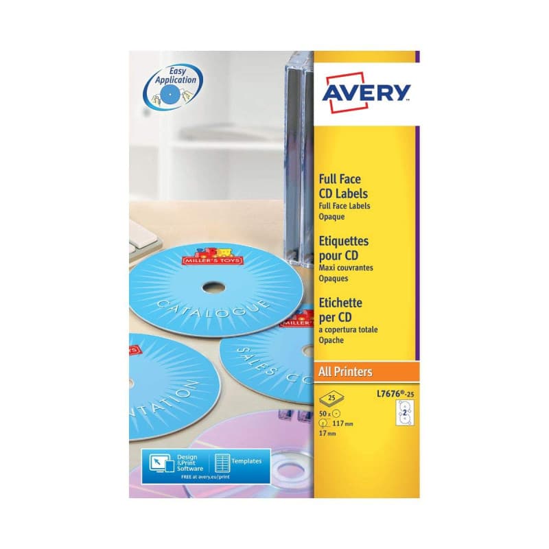 Boîte de 50 Étiquettes Autocollantes pour CD Avery - Personnalisables et Imprimables