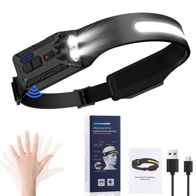 Lampe Frontale Rechargeable Oderra LED Ultra Puissante - 8 Modes d'Éclairage
