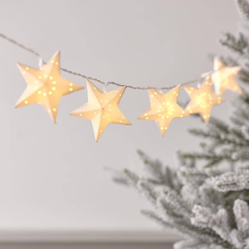 Guirlande Lumineuse Étoiles en Papier Blanc avec LED Chaud - Lights4fun