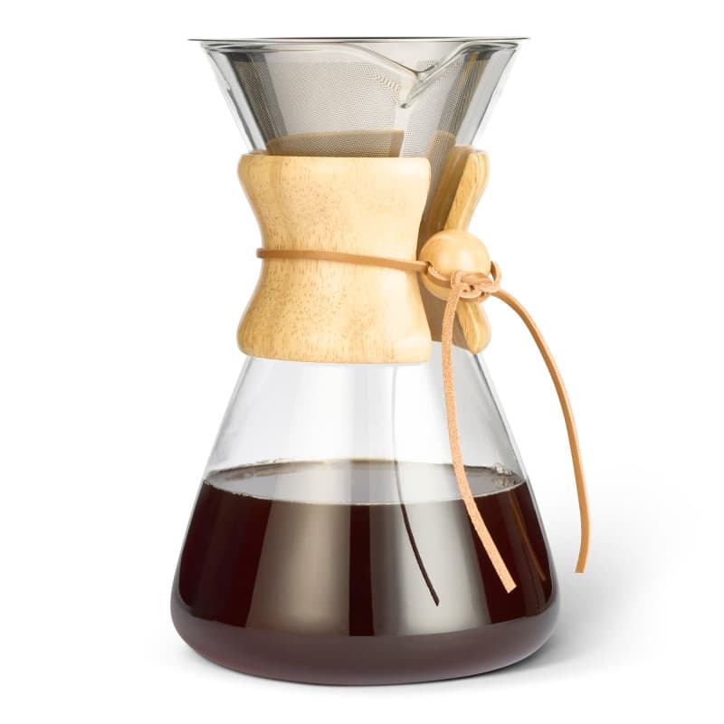Cafetière Manuelle en Verre Borosilicaté 1L avec Filtre Réutilisable