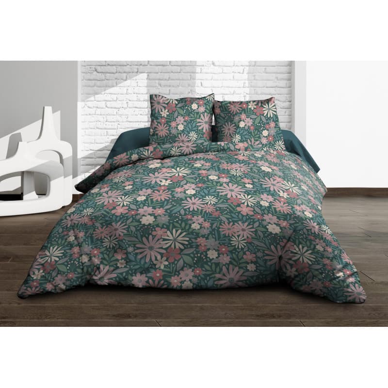 Parure de Lit 160x200 en Coton Bleu - Drap Plat, Drap-Housse et Taies d'Oreiller
