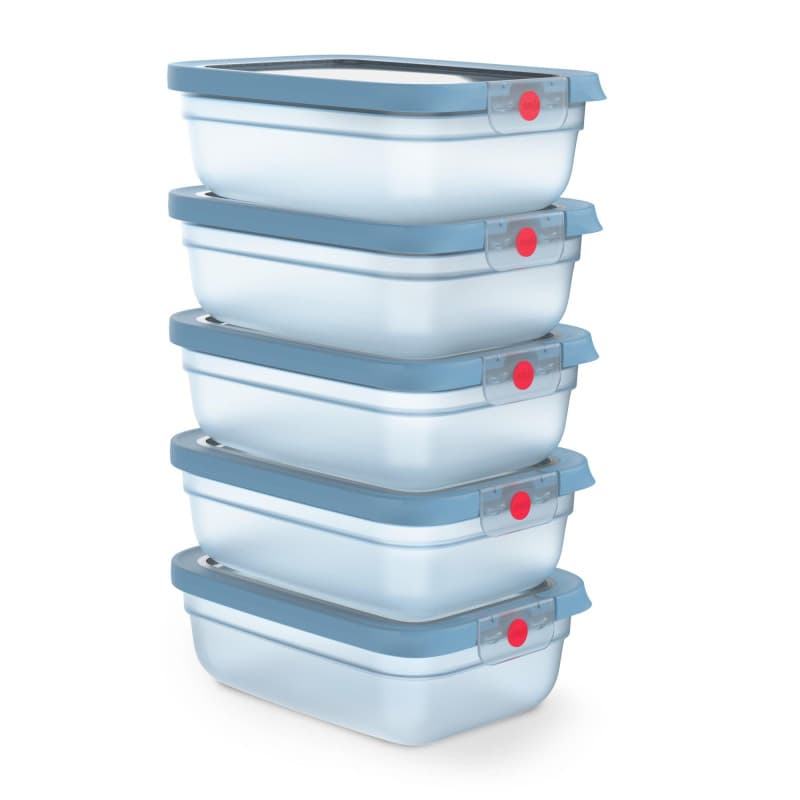 Lot de 5 Boîtes de Conservation OneClick Emsa - Préservation Optimale en Bleu Aqua