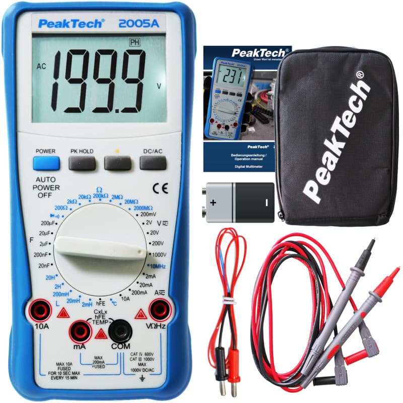 Multimètre Numérique PeakTech 2005 A - 2000 Comptes, 1000V