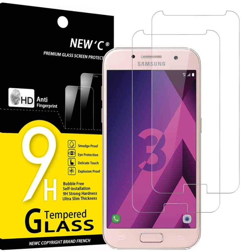 Lot de 2 Verres Trempés Ultra Résistants pour Samsung Galaxy A3 2017