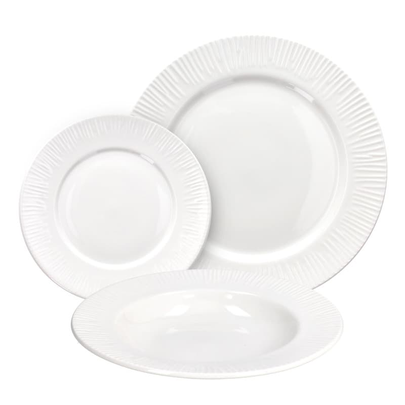 Service de Vaisselle Tognana Philo 18 Pièces en Porcelaine Blanche pour 6 Personnes