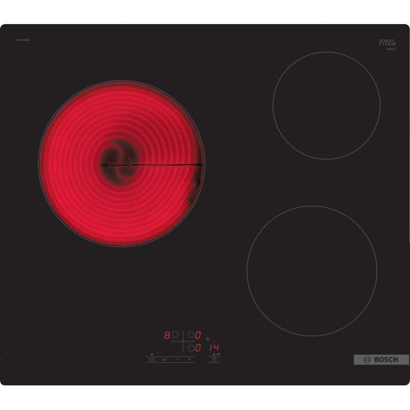 Table de cuisson électrique Bosch PKM611BB8E - 3 foyers 60 cm - Noir