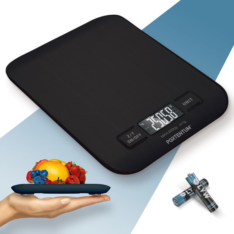 Balance de Cuisine Électronique PORTENTUM en Acier Inoxydable avec Écran LCD Rétroéclairé