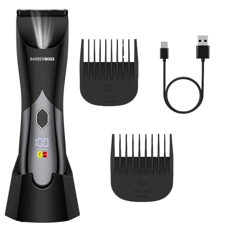 Tondeuse intime sans fil BarberBoss pour homme - Étanche et réglable