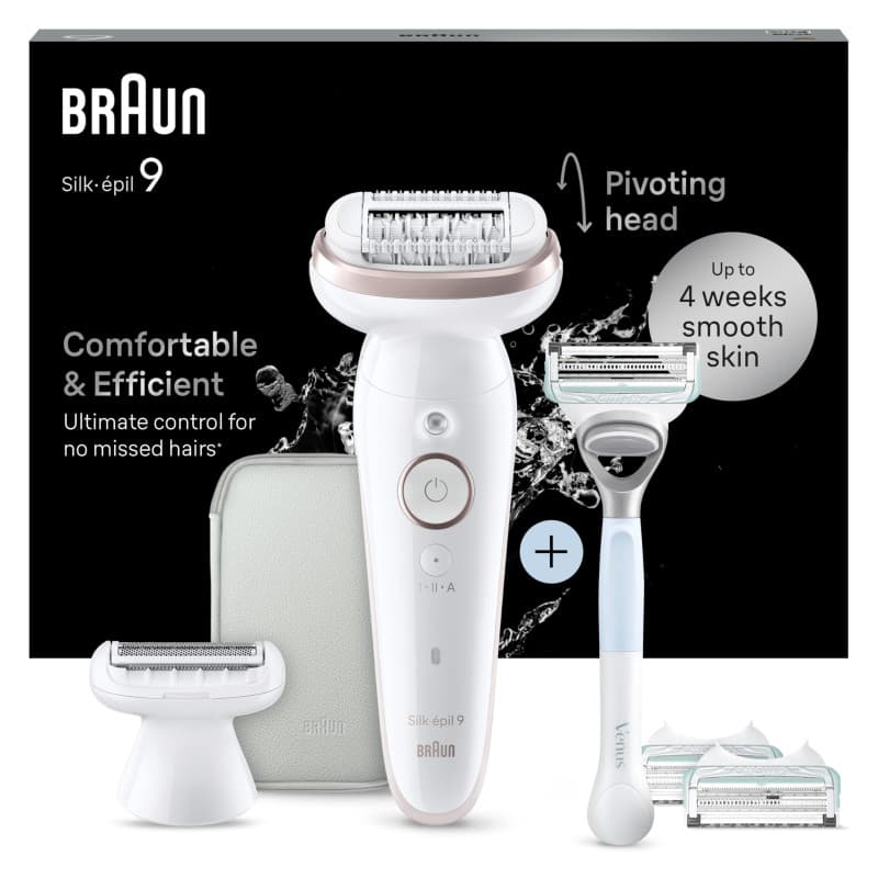 Braun Silk-épil 9 Épilateur Électrique Femme Étanche avec Coffret Complet