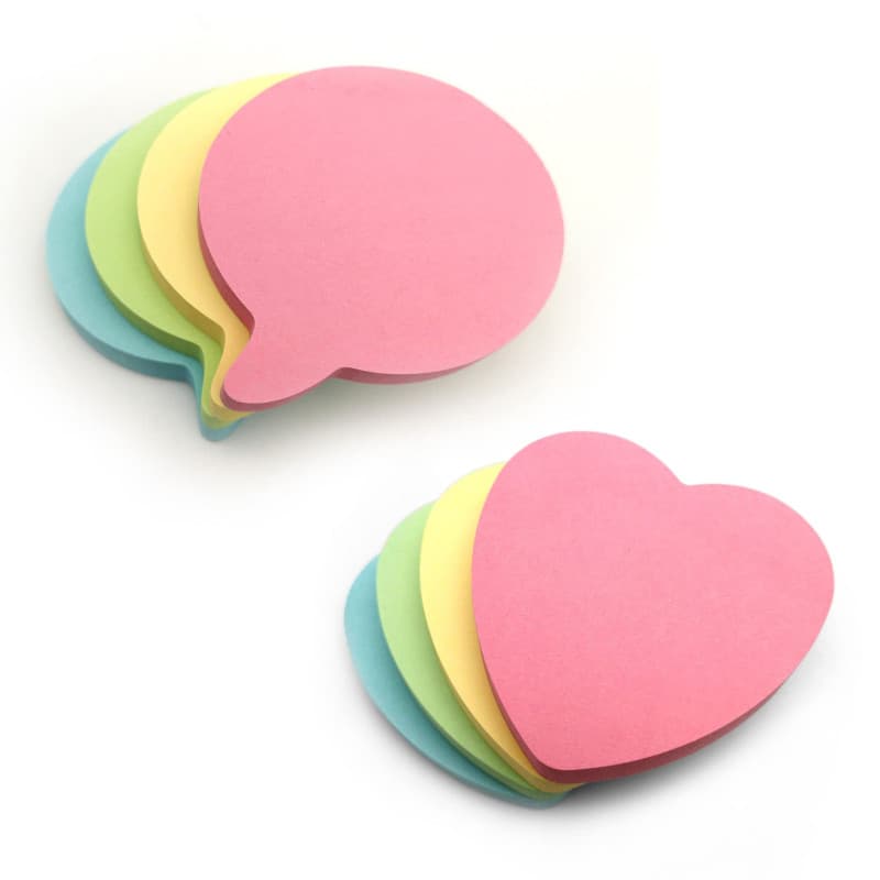Blocs-notes adhésifs Pastel en forme de cœur et bulle de dialogue - Lot de 8