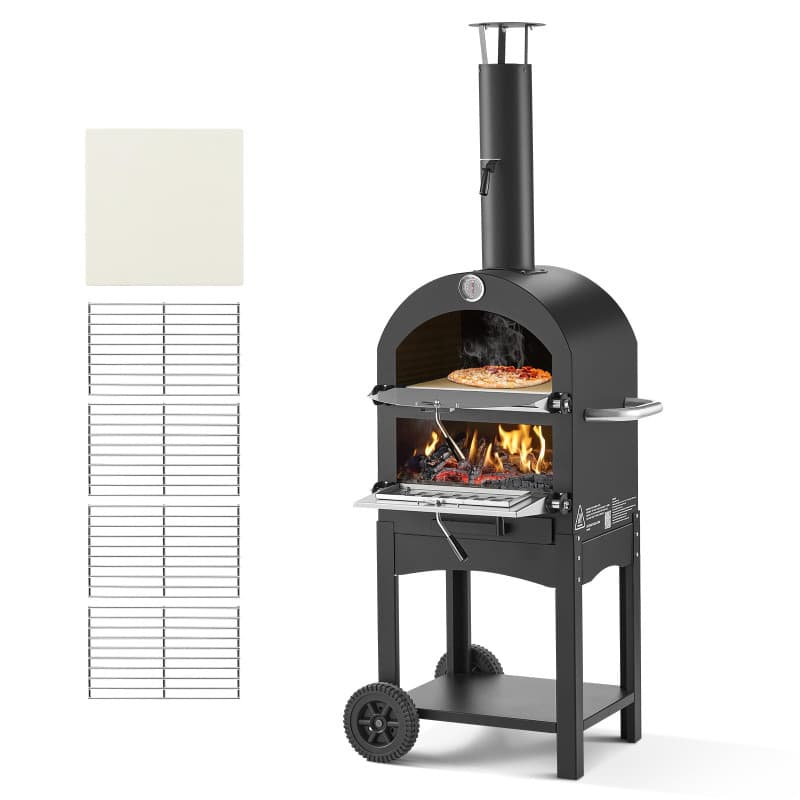 VEVOR Four à Pizza d'Extérieur 12 pouces avec Roues Amovibles