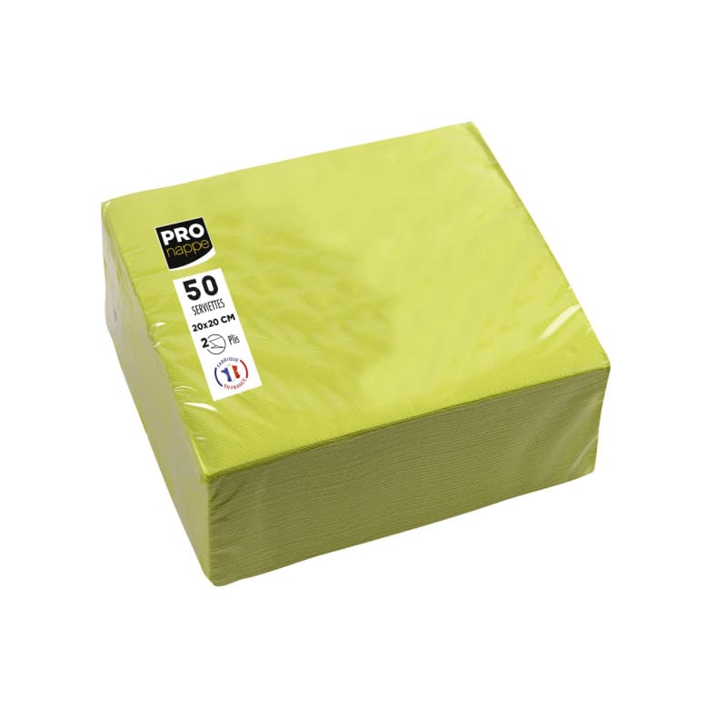 Serviettes Cocktail Vert Kiwi - 50 Unités en Papier Micro-Gaufré
