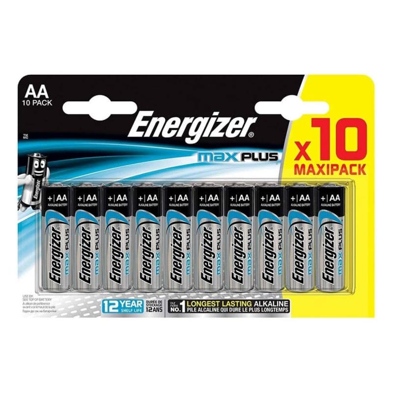 Energizer Max Plus - Lot de 10 Piles AA Alcalines 1,5V - Performance Durable