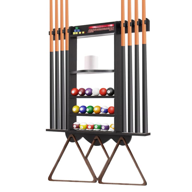 Support Mural en Bois pour Queues de Billard - Râtelier Élégant avec Rangement