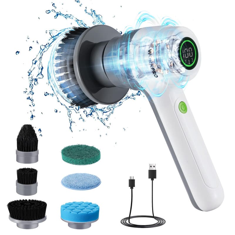 Brosse de Nettoyage Rotative WORKPRO avec 6 Têtes Interchangeables