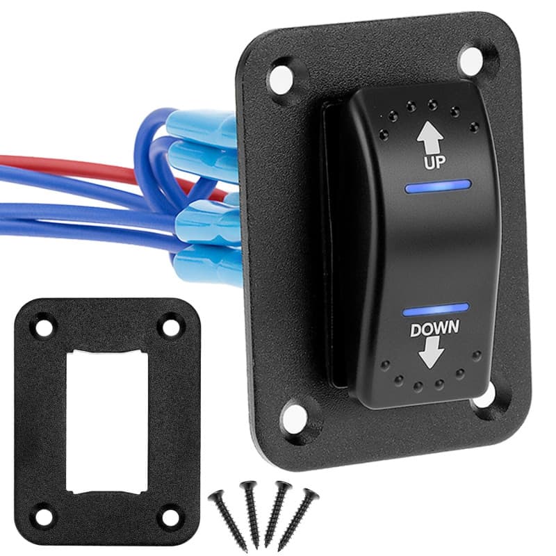 Interrupteur à bascule momentané QWORK 7 pôles avec LED bleue et plaque en aluminium