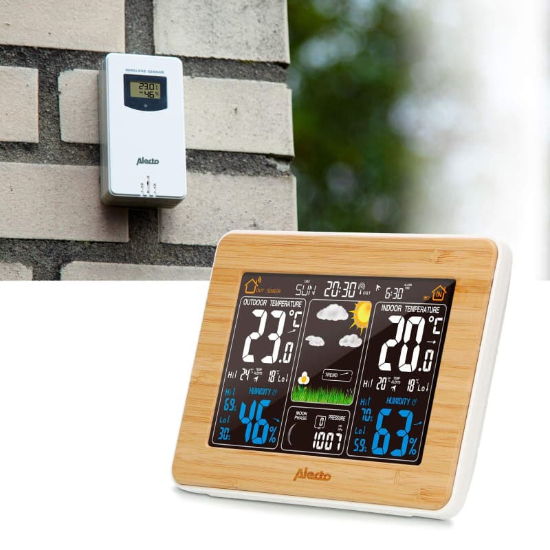 Station Météo Alecto WS-1560 en Bambou avec Capteur Sans Fil