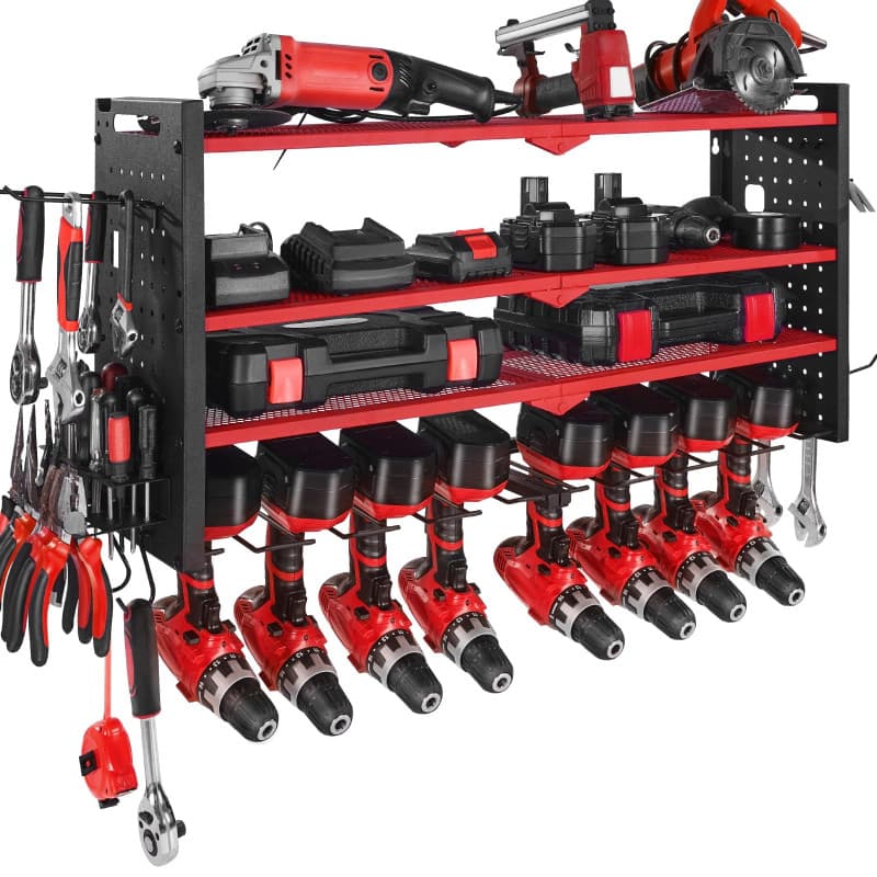 Organiseur mural VEVOR pour outils électriques - Rangement à 4 niveaux avec supports