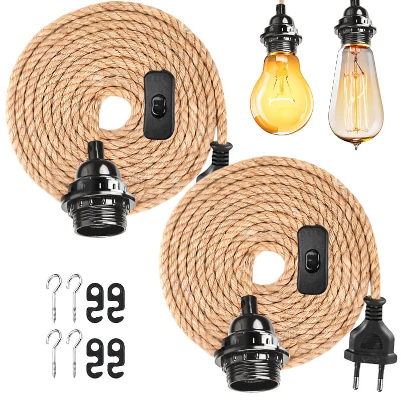 Suspension Vintage E27 avec Câble de 4,5 m - Douilles pour Maison et Loft
