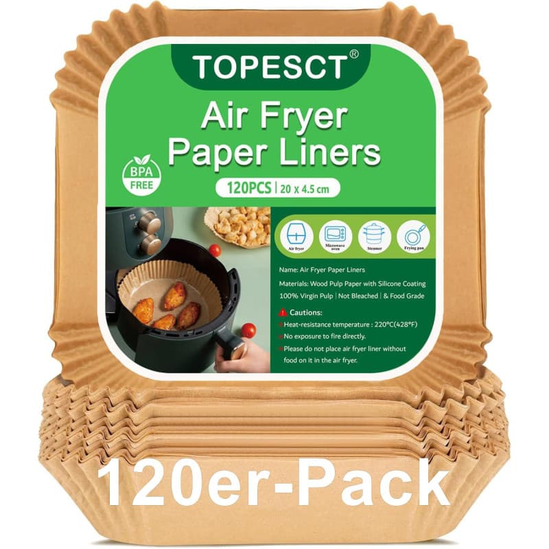 Lot de 120 Feuilles de Papier Sulfurisé pour Friteuse à Air Chaud - 20 cm