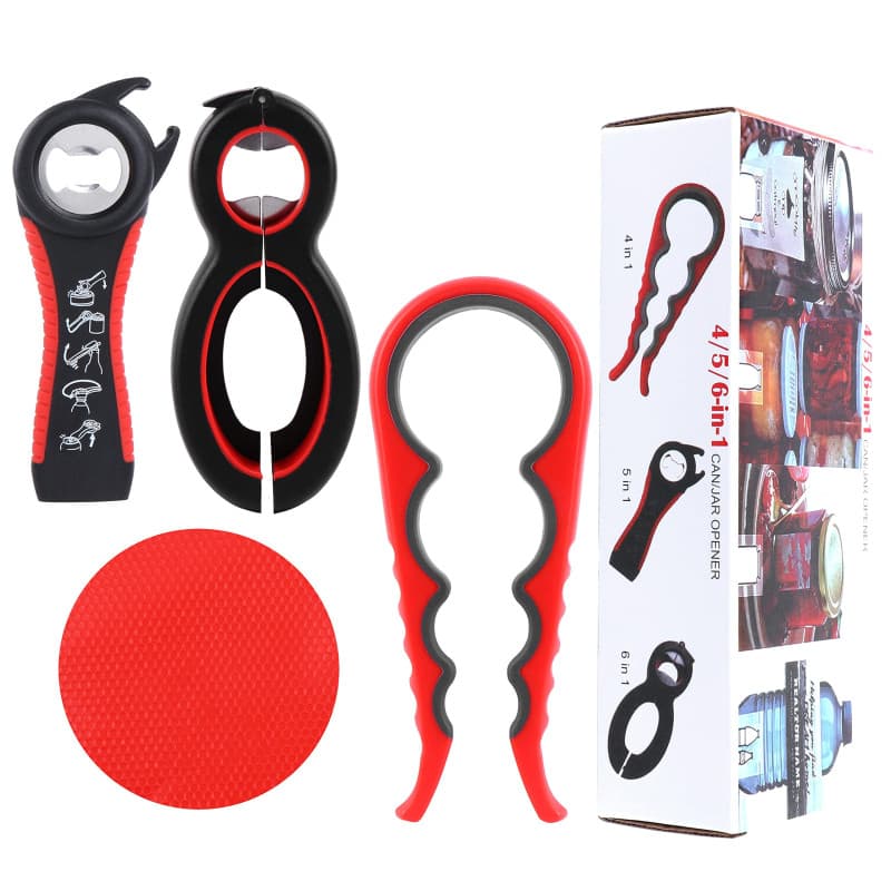 4 Pcs Multifonctionnel Ouvre Bocal Manuel Ouvre Boîte Manuel Ouvre-bouteilles 4/5/6 en 1 Convient Pour L'arthrite les Personnes