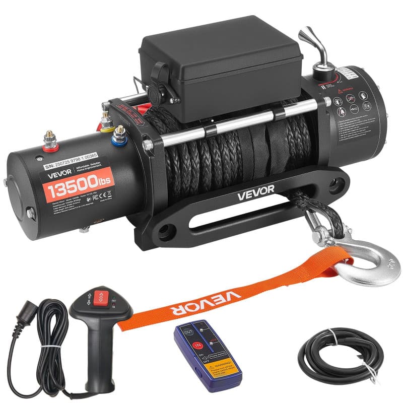 Treuil Électrique VEVOR 12V 6100 kg avec Corde Synthétique et Télécommande