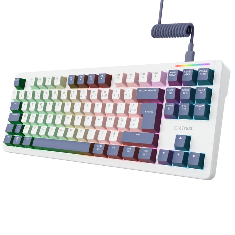 Clavier Mécanique Gamer Trust Gaming GXTrust 872 TKL AZERTY RGB Blanc