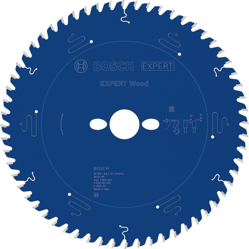 Lame de Scie Circulaire Bosch EXPERT Wood 250 mm pour Bois Stationnaire