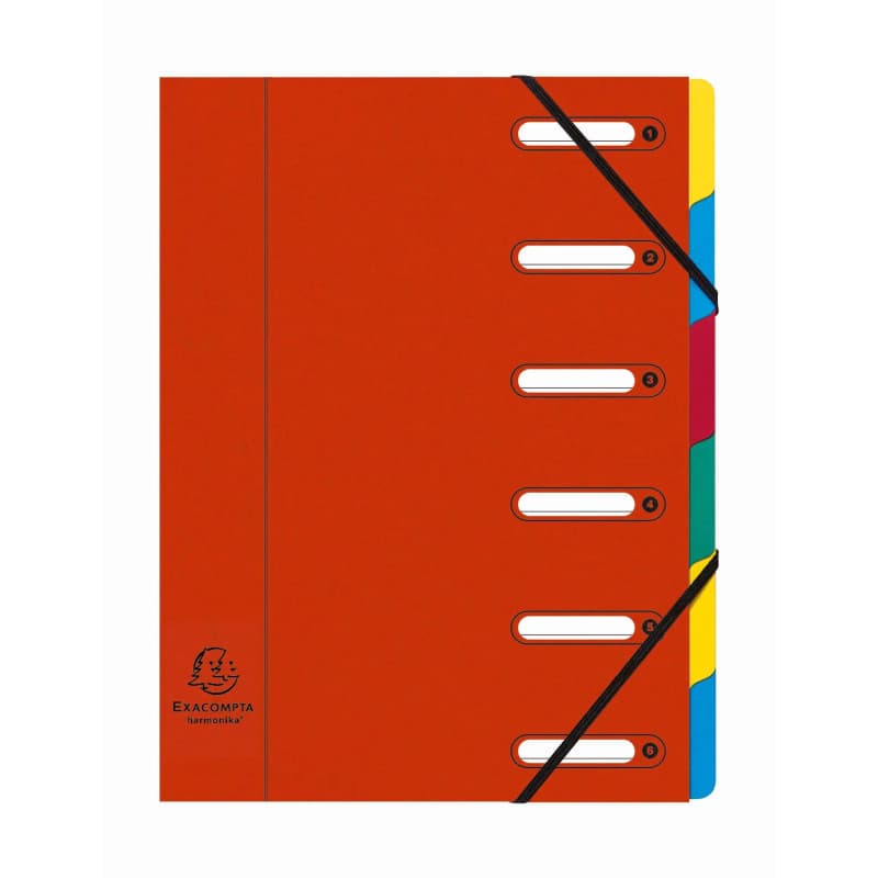 Trieur Harmonika Exacompta - Carton de 8 avec élastiques et fenêtres - Rouge A4