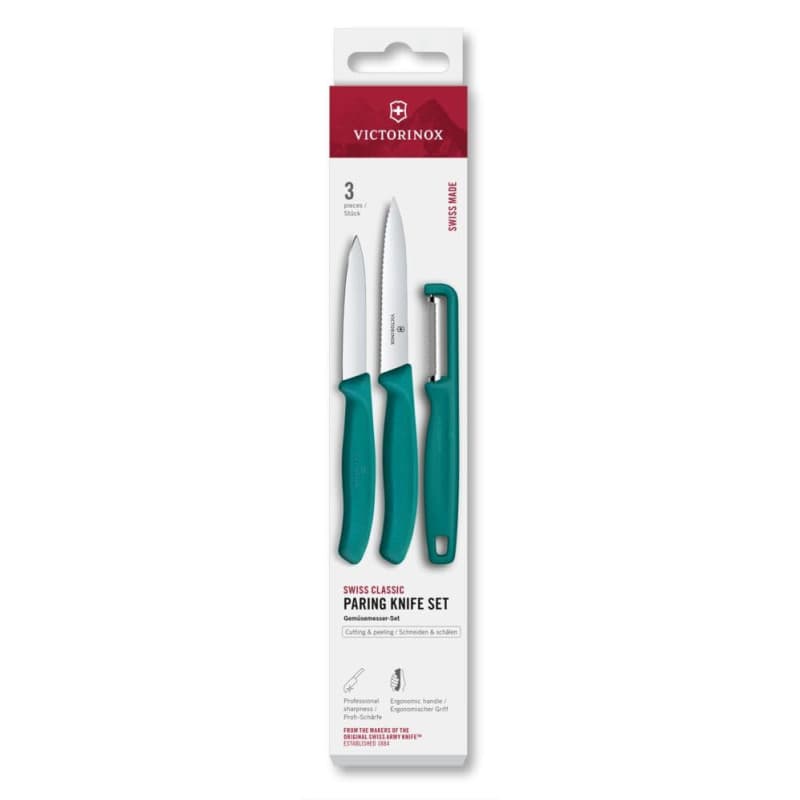 Set de Couteaux à Légumes Victorinox Swiss Classic avec Éplucheur - 3 Pièces Vert