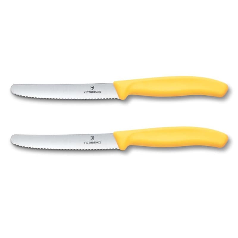 Set de Couteaux à Petit Déjeuner Victorinox - 2 Pièces Jaunes avec Lame Dentelée