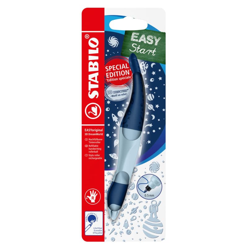 STABILO EASYoriginal 3D DreamWorld - Stylo Roller Ergonomique Bleu Effaçable