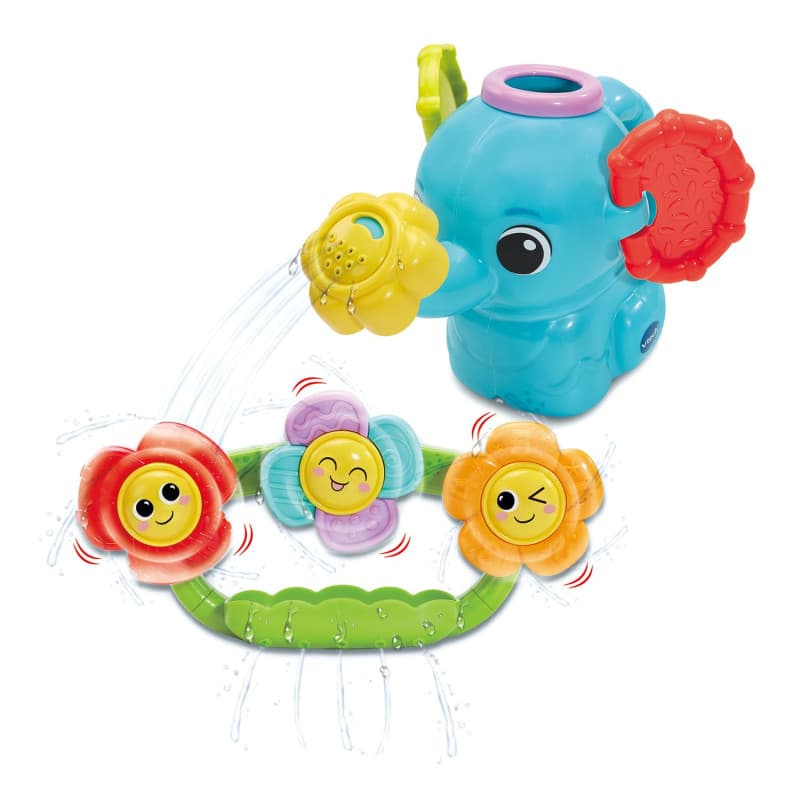 VTech Mon Arrosoir Éléphant Tourni'Fleurs - Jouet de Bain Amusant pour Bébé