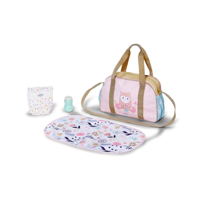 Sac à langer fleuri BABY born pour poupées - Tapis à langer inclus