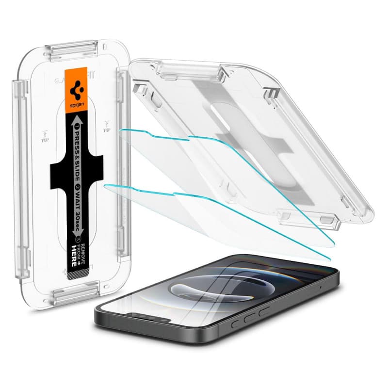 Spigen Glas.tR EZ Fit - Verre Trempé pour iPhone 13/14/16/17 - 2 Pièces, Protection 9H