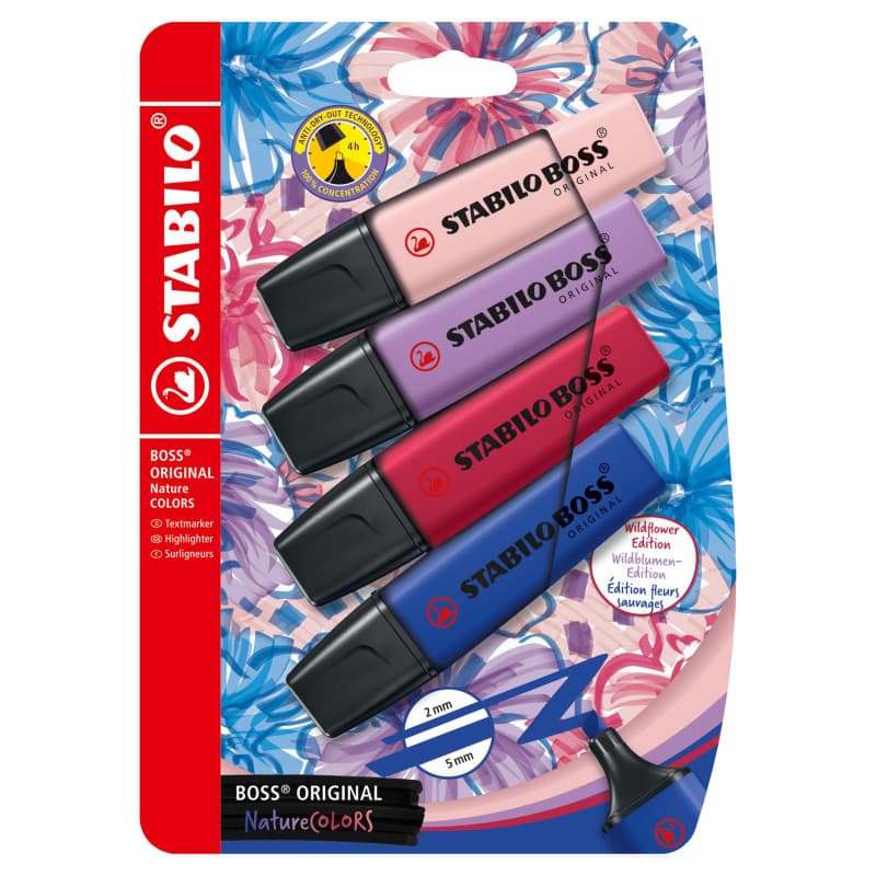 STABILO BOSS ORIGINAL NatureCOLORS - Surligneur Édition Wildflower x 4 Teintes Florales