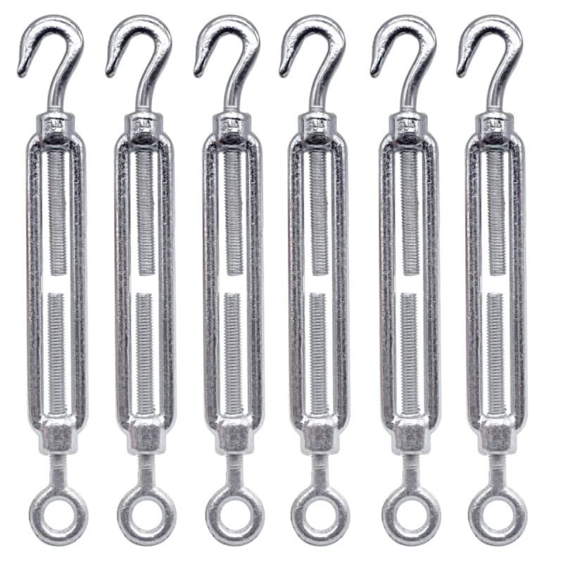 Lot de 6 tendeurs de câble M8 réglables avec crochet et œillet