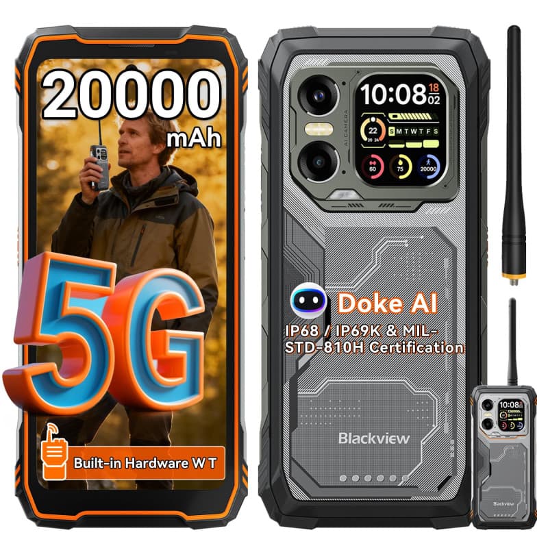 Blackview XPLORE 1 WT - Smartphone Incassable 5G avec 20000mAh et 36GB RAM
