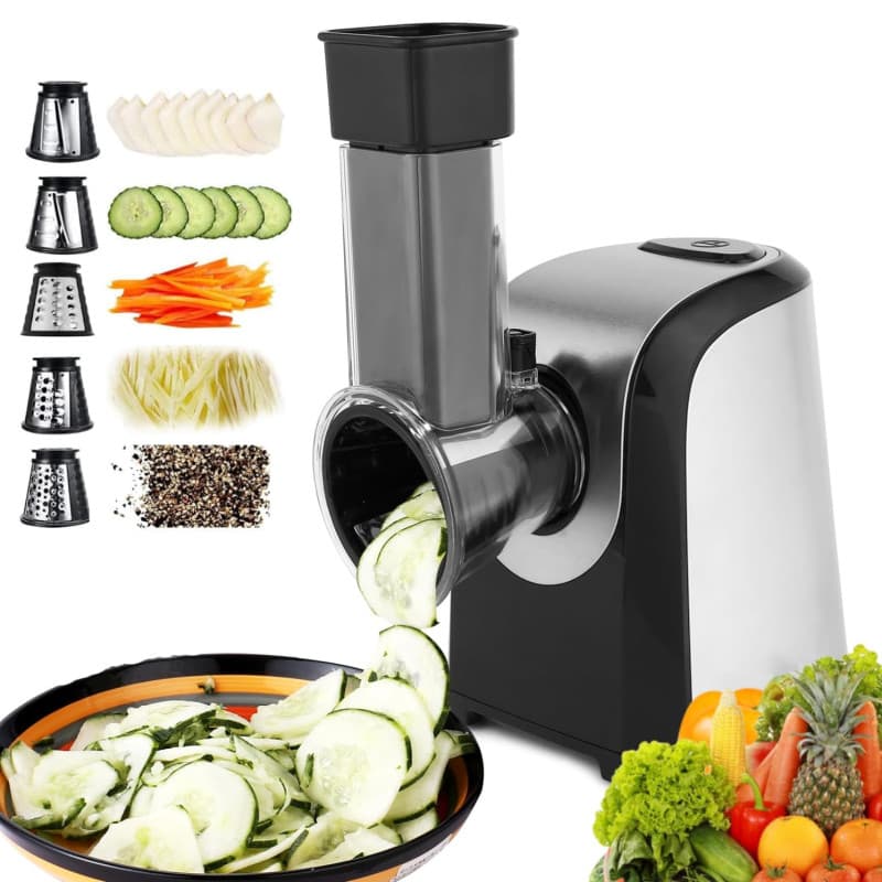 Mandoline Électrique Professionnelle 5 en 1 en Acier Inoxydable