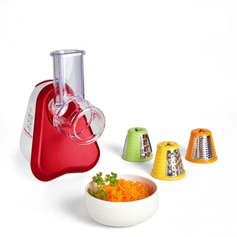 Moulinex Fresh Express DJ753510 - Découpe-légumes Électrique 3-en-1 Rouge