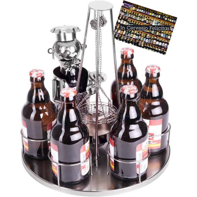 Porte-bouteilles décoratif BRUBAKER en métal pour 6 bouteilles - Idée cadeau originale