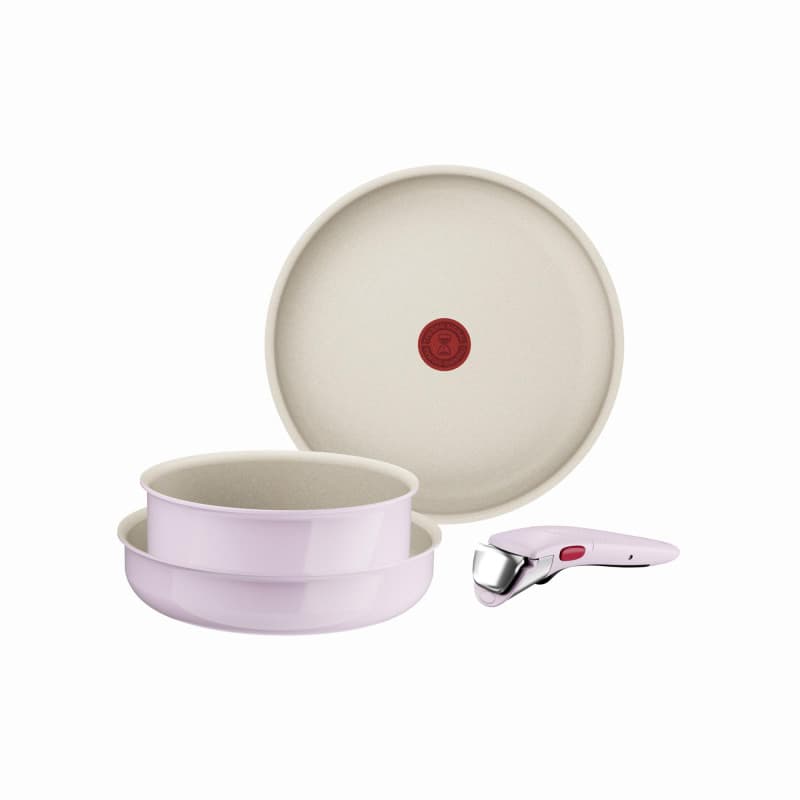 Batterie de Cuisine Tefal Ingenio Serenity 4 Pièces - Revêtement Antiadhésif et Poignée Amovible